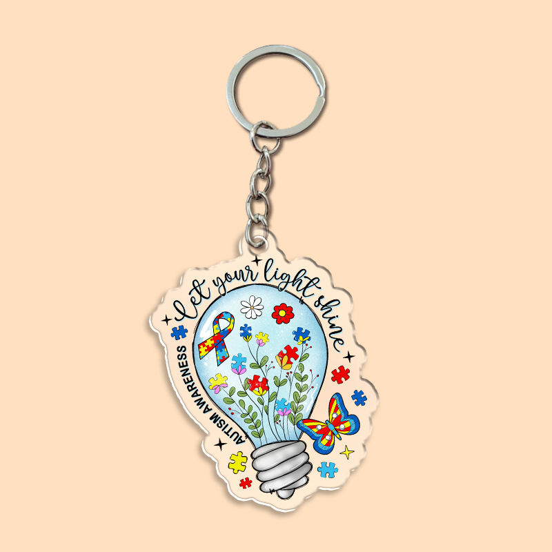 Let Your Light Shine Autism Awareness Acrylic Teacher Keychain