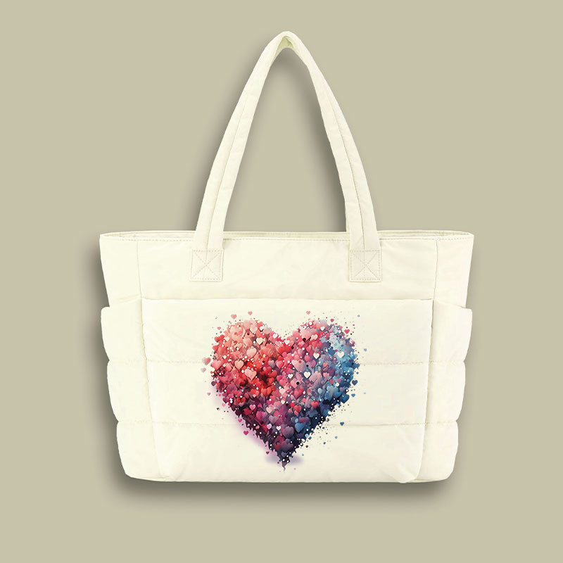 Bubble Heart Teacher Puffy Tote Bag