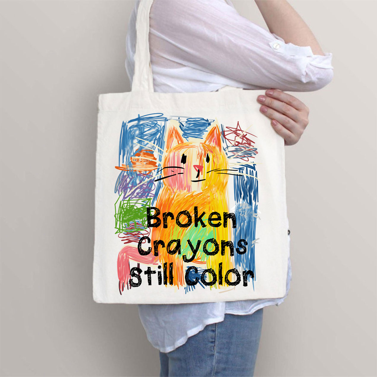 Broken Crayons Still Color Cat Tote Bag