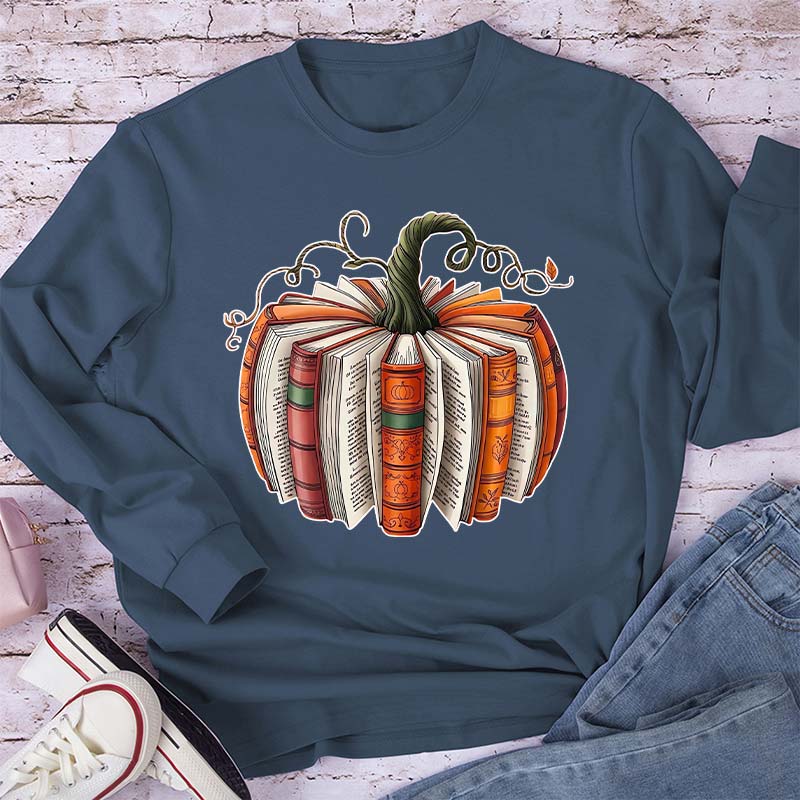 Pumpkin Book Teacher Long Sleeve T-Shirt