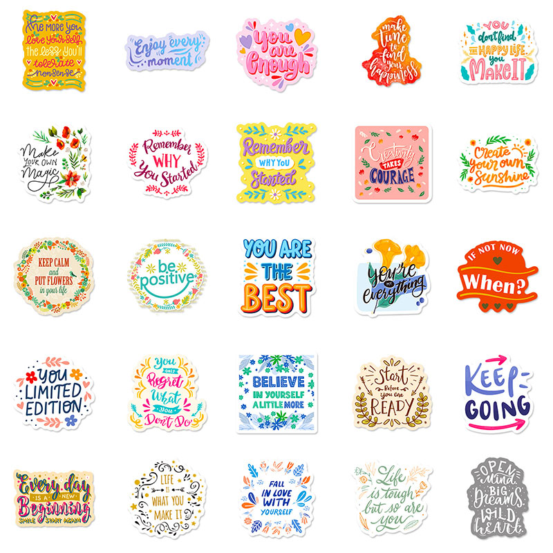 Pink Positive Words 50 PCS Stickers Pack