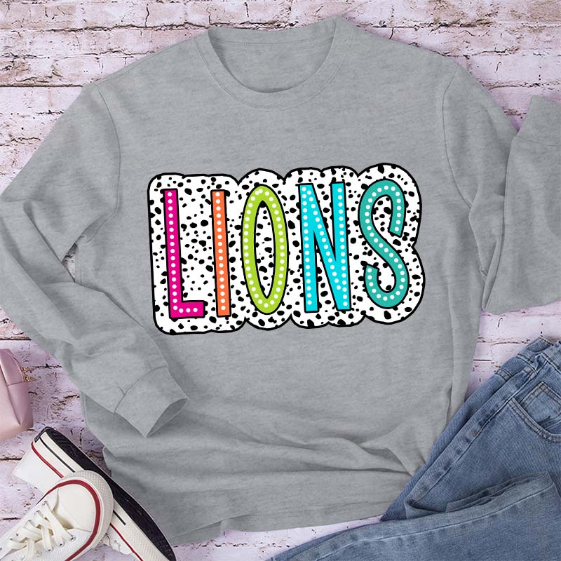 Personalized Mascot Polka Dot Game Day Teacher Long Sleeve T-Shirt