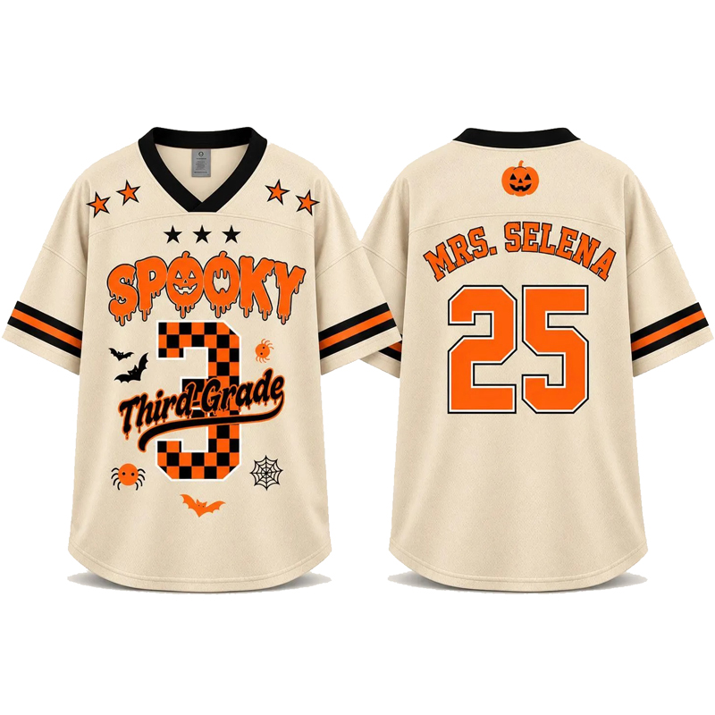 Personalized Spooky Checkered Teacher Mesh Jersey