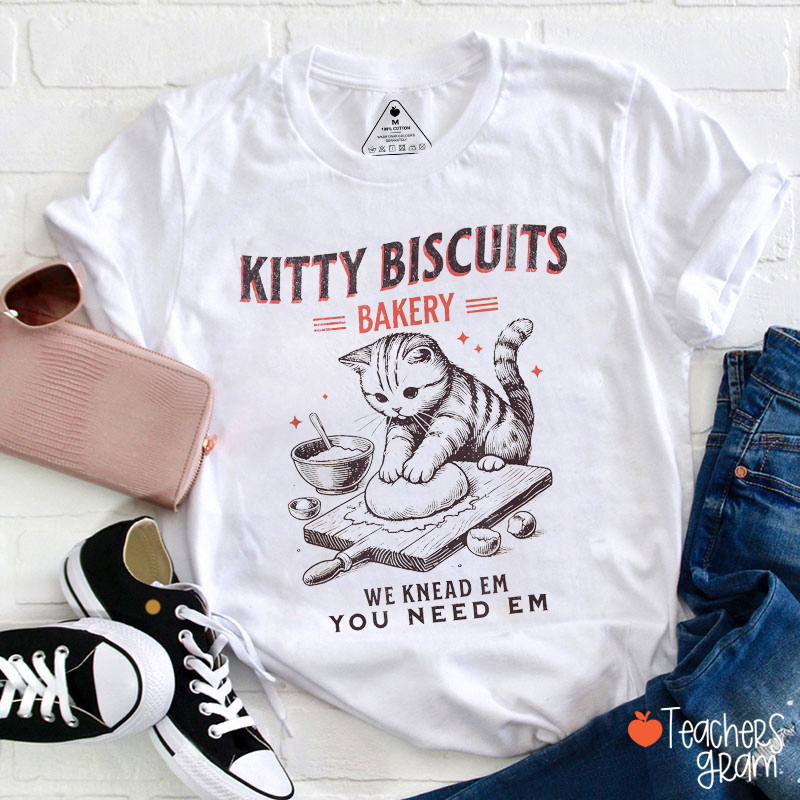 Kitty Biscuits Bakery Teacher T-Shirt