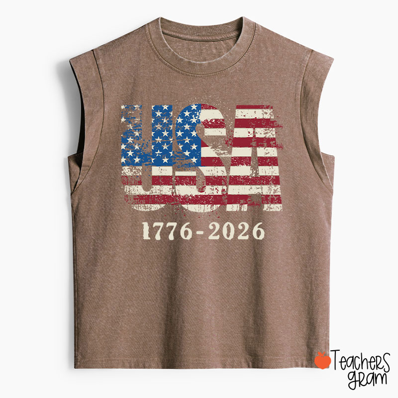 USA 1776-2026 Teacher Washed Tank Top