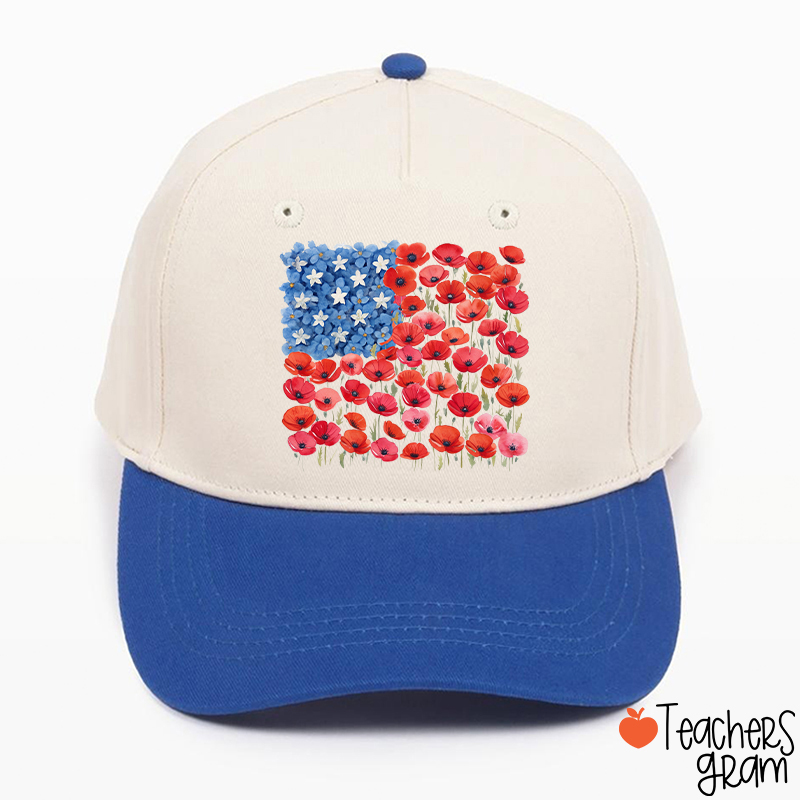 Floral USA Flag 250th Anniversary Teacher Baseball Cap
