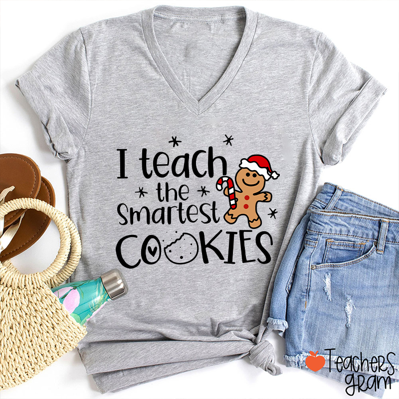 Christmas I Teach The Smartest Cookies Female V-Neck T-Shirt