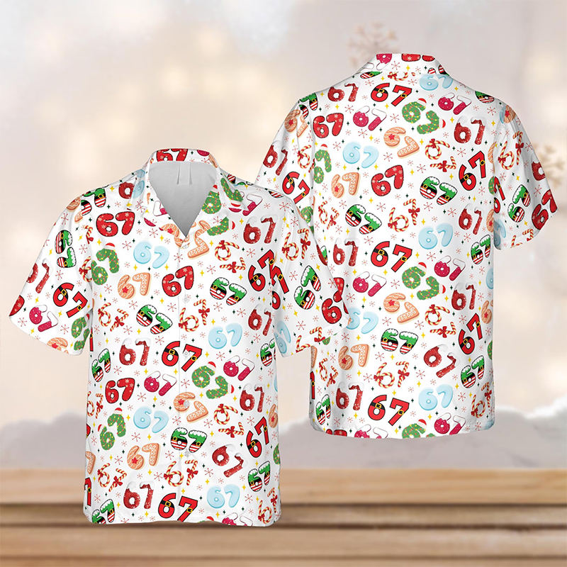 Funny 67 Christmas Hawaiian Teacher Short Sleeve Shirt