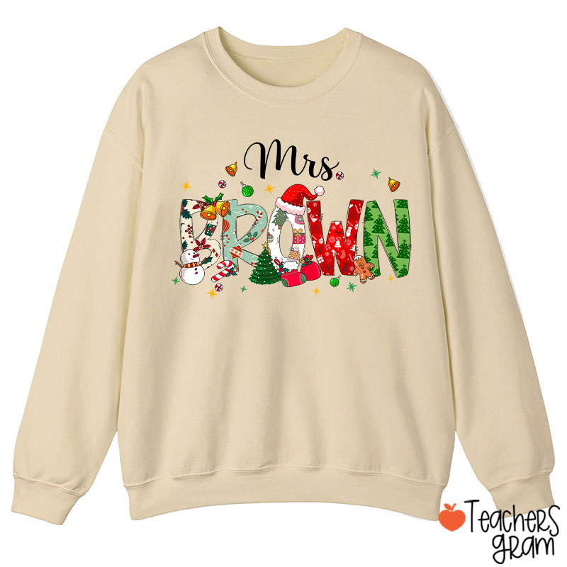 Personalized Name Christmas Atmosphere Teacher Sweatshirt