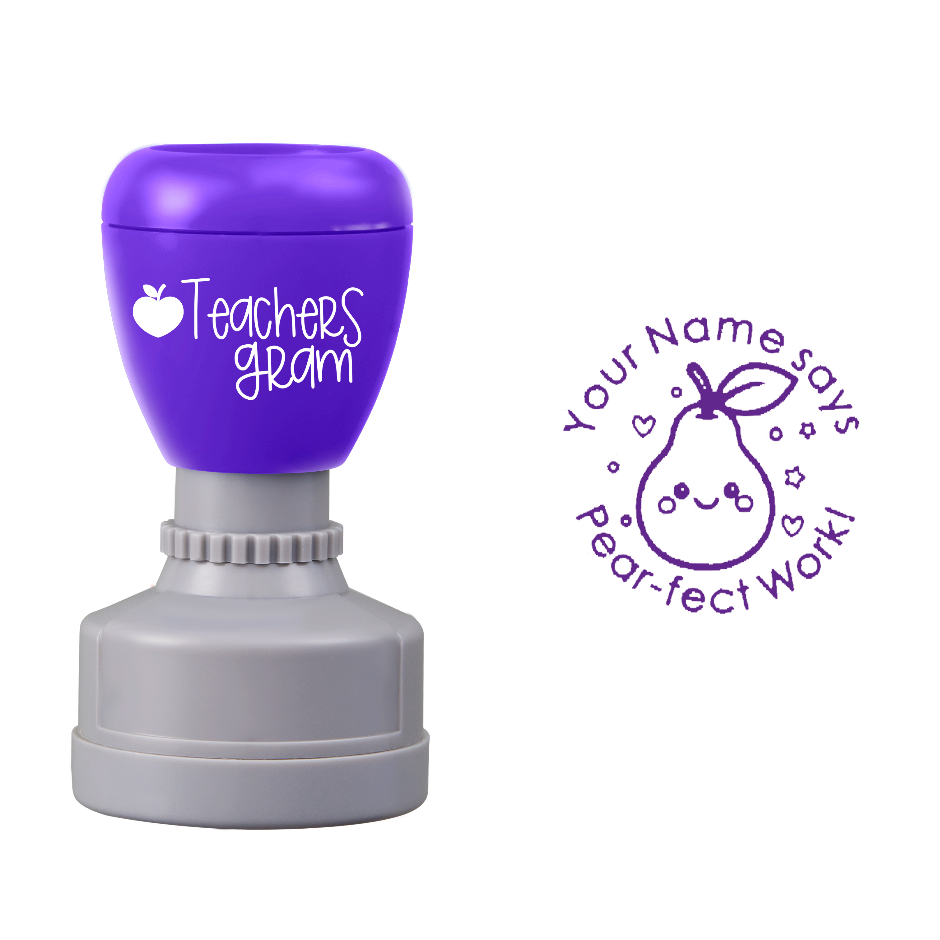 Personalized Name Says Pear-fect Work Teacher Stamp