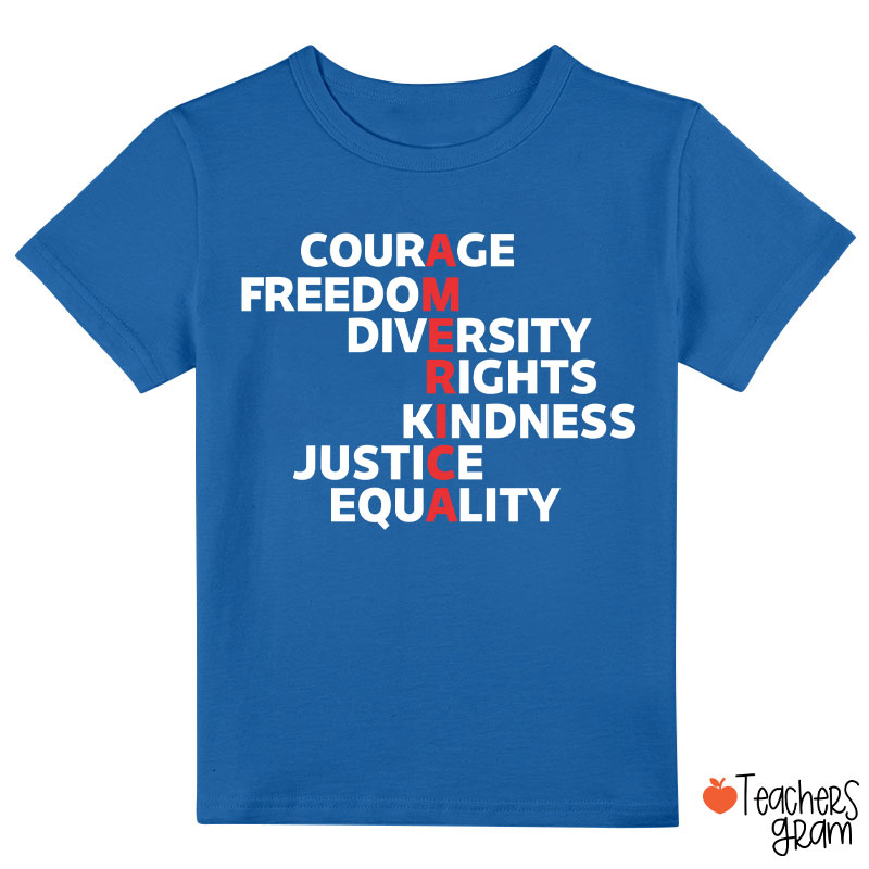Courage Freedom Diversity Right Kindness Justice Equality America Class T-Shirt