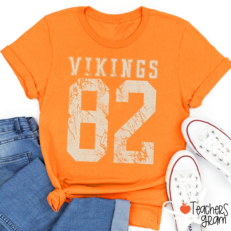 Personalized Mascot Number Vintage Distressed Sport Teacher T‑Shirt