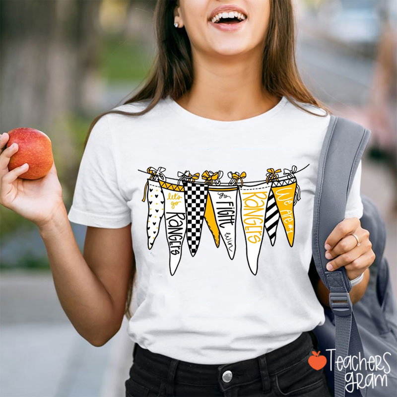 Personalized Team Mascot Color Pennant Game Day Teacher T-Shirt