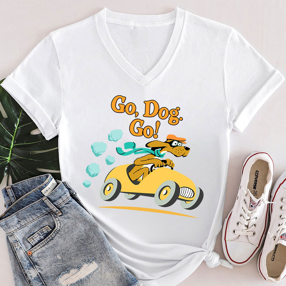Go Dog Go Teacher Female V-Neck T-Shirt