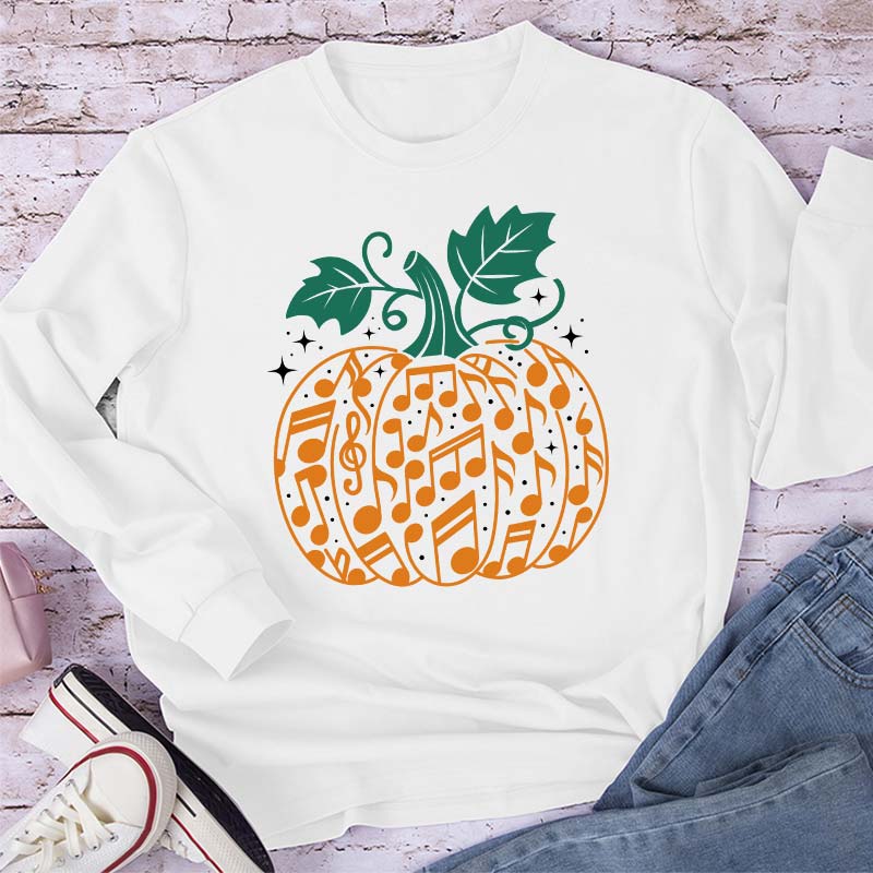 Music Note Pumpkin Teacher Long Sleeve T-Shirt