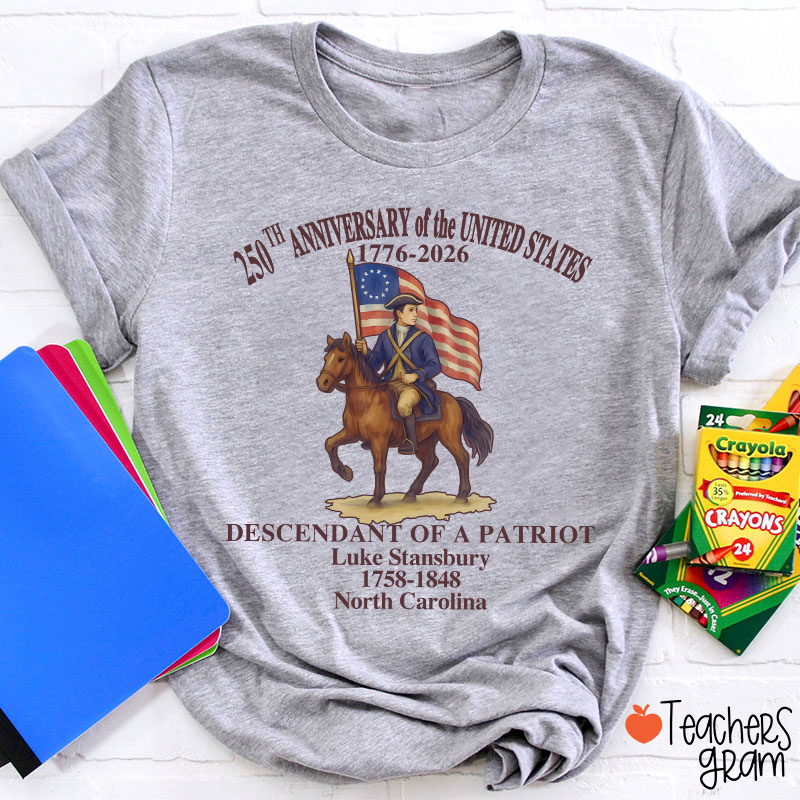 Personalized Patriotic Semiquincentennial Teacher T-Shirt