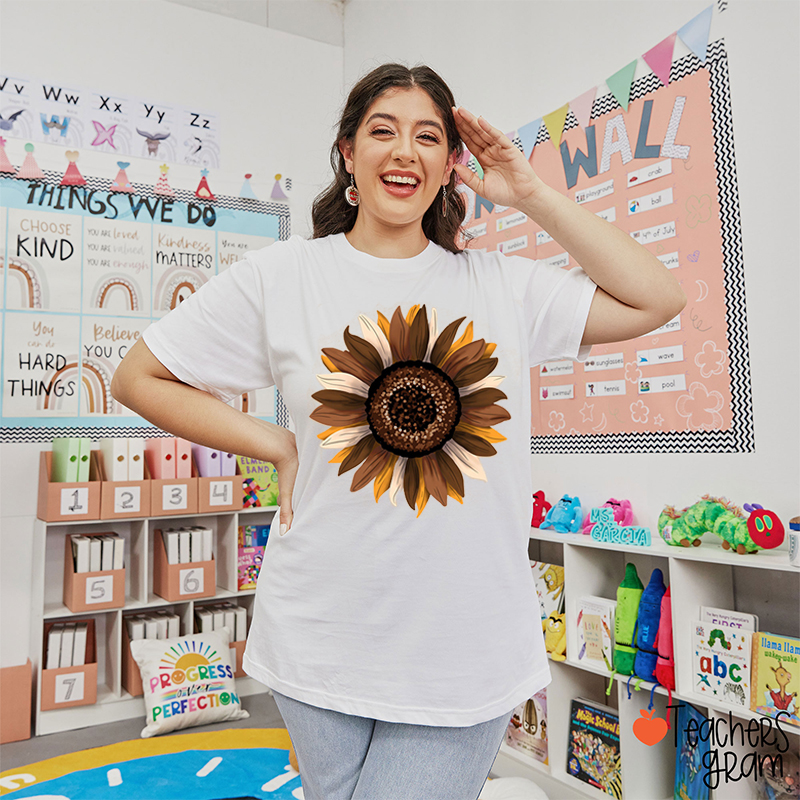 Pretty Fall Sunflower Teacher T-Shirt