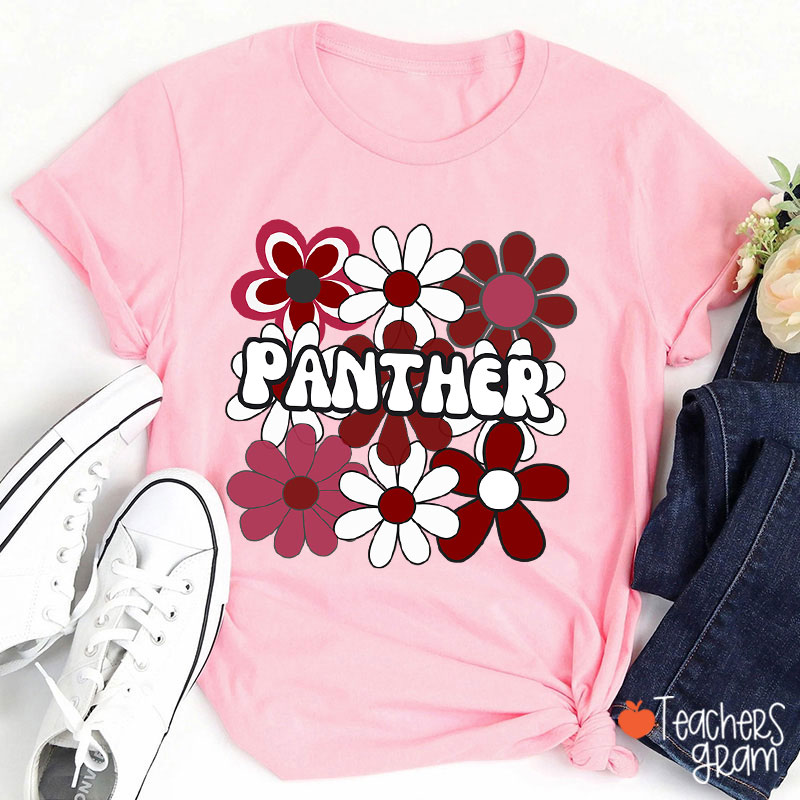 Personalized Mascot Flowers School Spirit Teacher T-Shirt