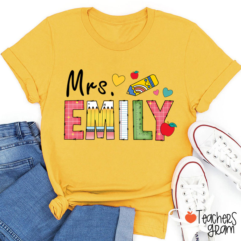 Personalized Name Back To School Teacher T-Shirt
