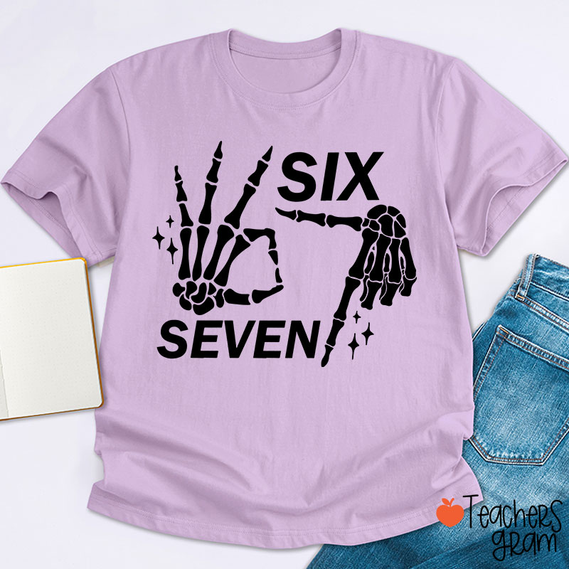 67 Halloween Skeleton Hands Teacher T-Shirt