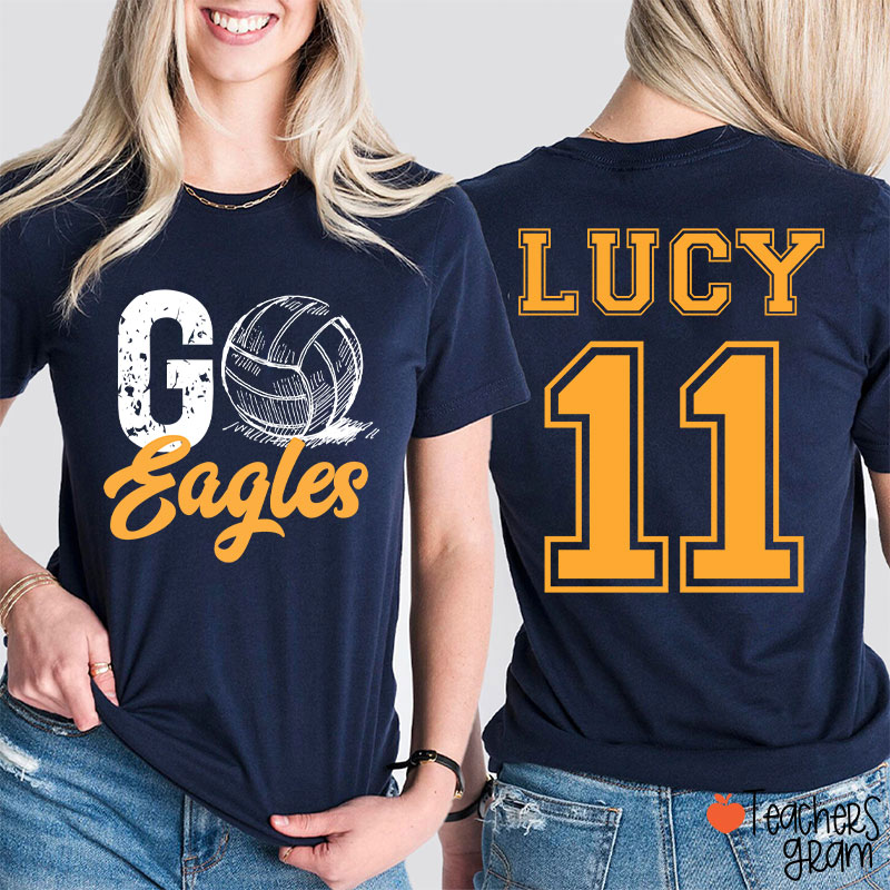 Personalized Mascot And Sport Go Game Day Teacher Two Sided T-Shirt