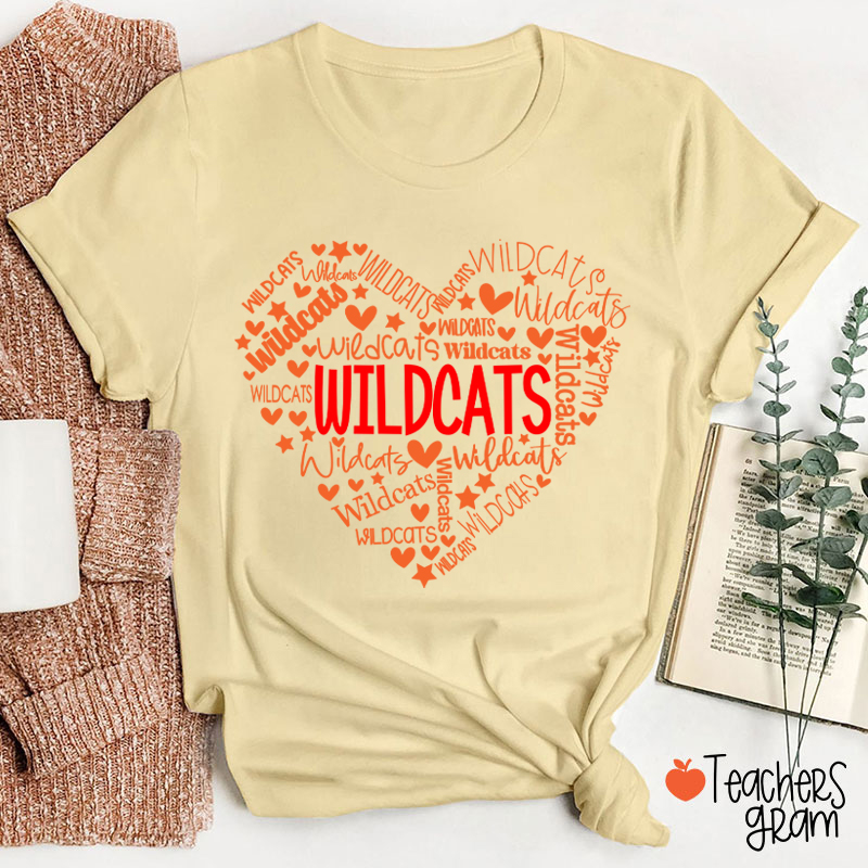 Personalized Mascot Heart Teacher T-Shirt