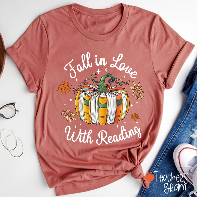 Fall In Love With Reading Autumn Teacher T-Shirt