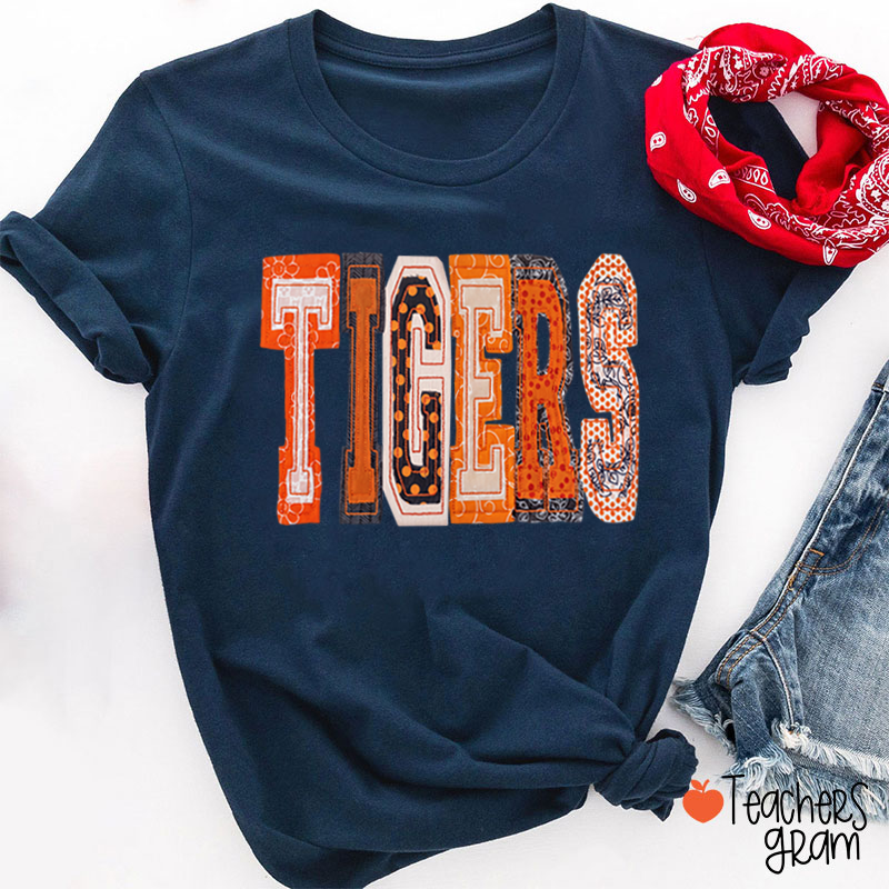 Personalized Mascot Mixed Print Letter Teacher T-Shirt