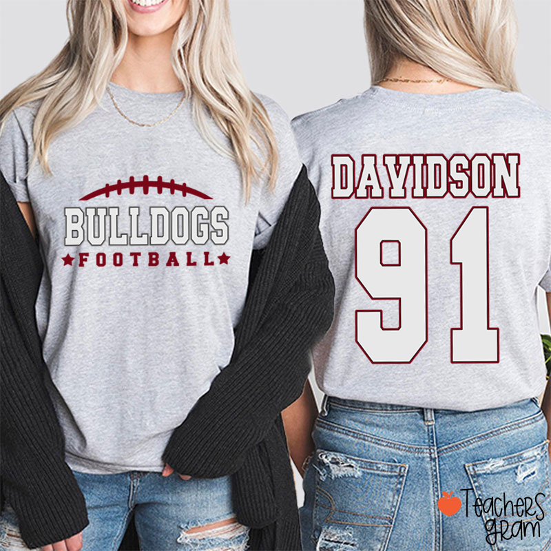 Personalized Name And Sport Number Teacher Two Sided T-Shirt