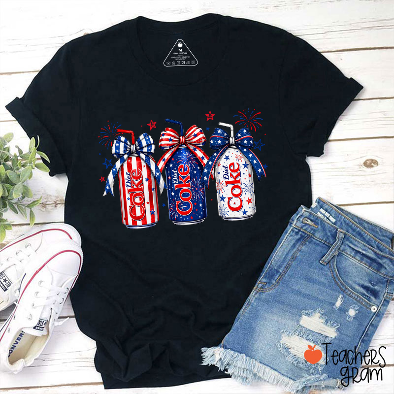 4th Of July Coquette Bow Coke Lover Teacher T-Shirt