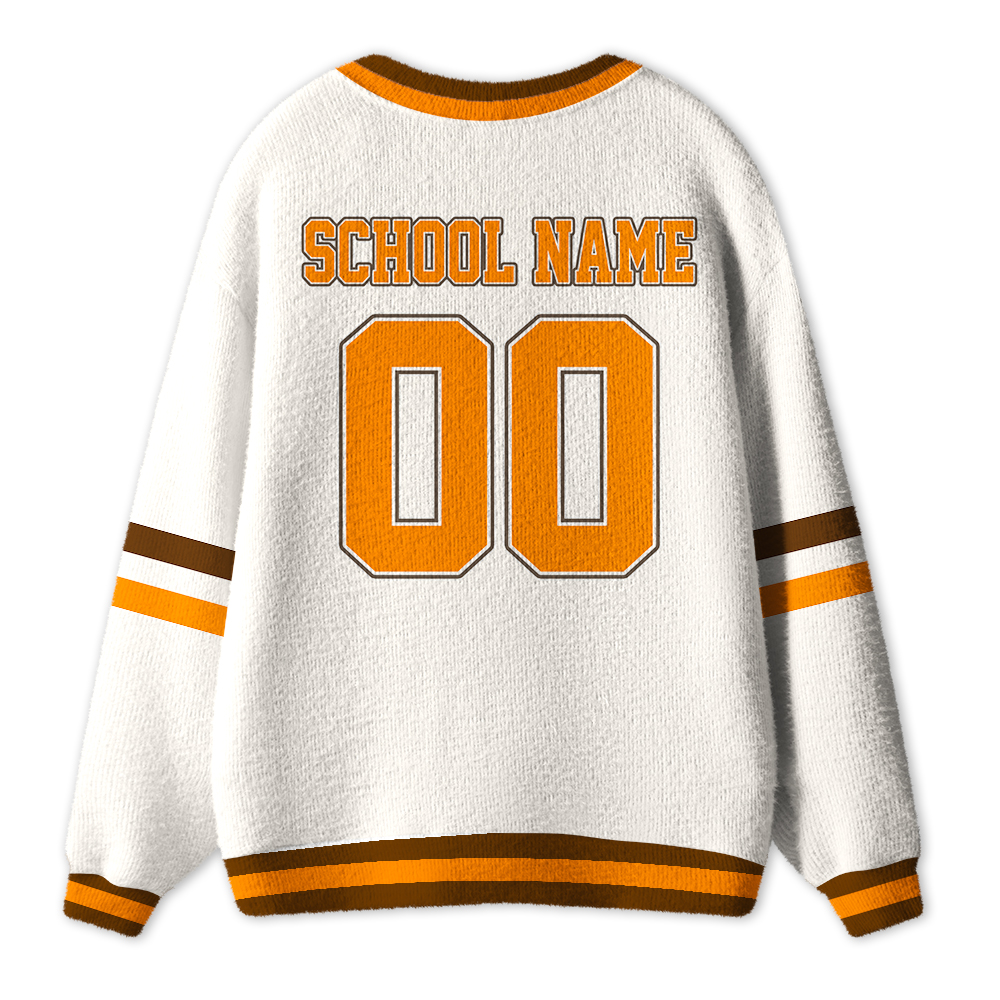 Personalized School Name Number Mascot Teacher Ugly Cardigan Sweater