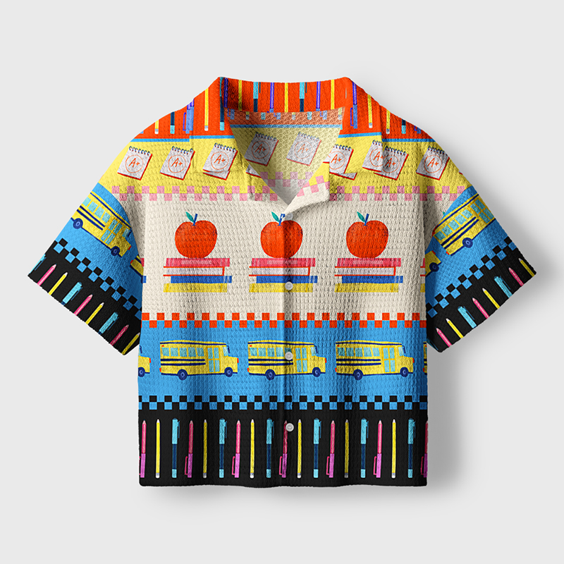 Stationery And School Life Teacher Crochet Crop Camp Shirt