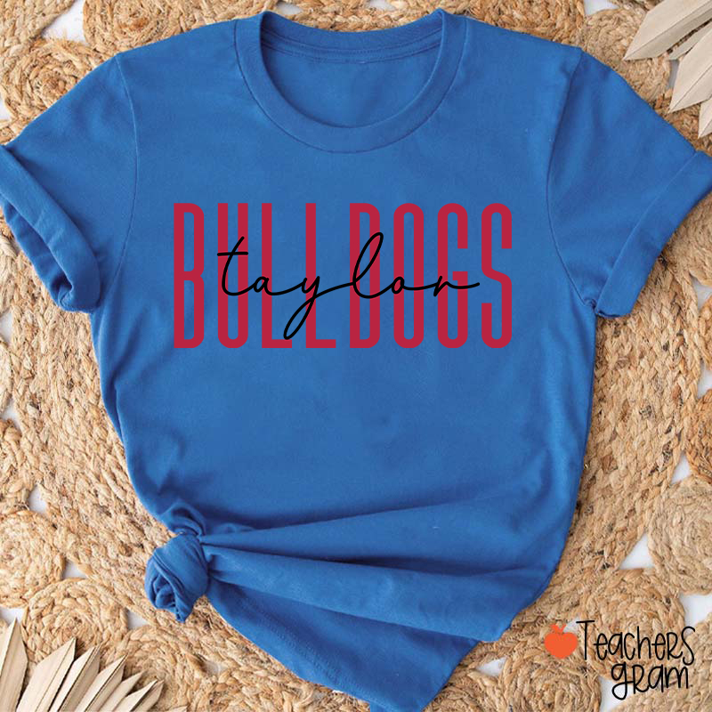 Personalized Mascot And Name Simple Fonts School Spirit Teacher T-Shirt