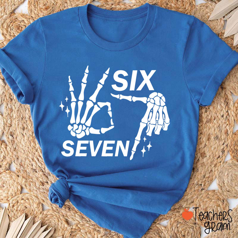 67 Halloween Skeleton Hands Teacher T-Shirt