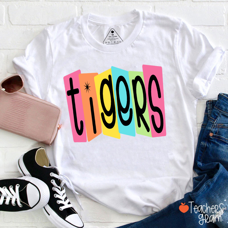 Personalized Mascot Or Grade Retro Colorful Billboard Teacher T-Shirt