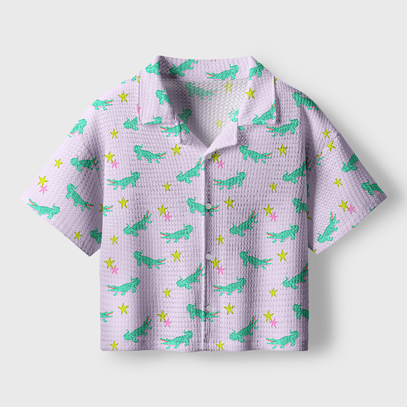 Later Gator Teacher Crochet Crop Camp Shirt