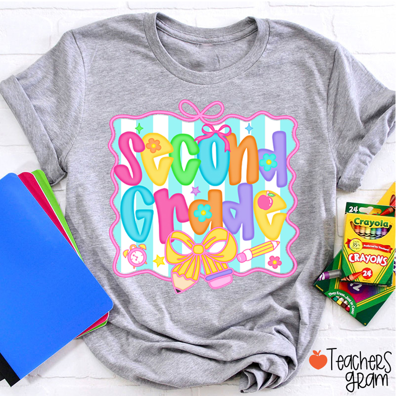 Personalized Grade Bow Tie Board Teacher T-Shirt