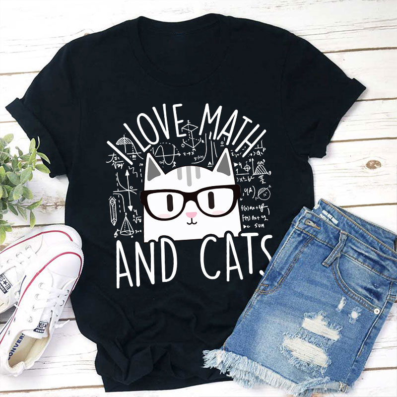 I Love Math And Cute Cats T-Shirt Sale-Teachersgram