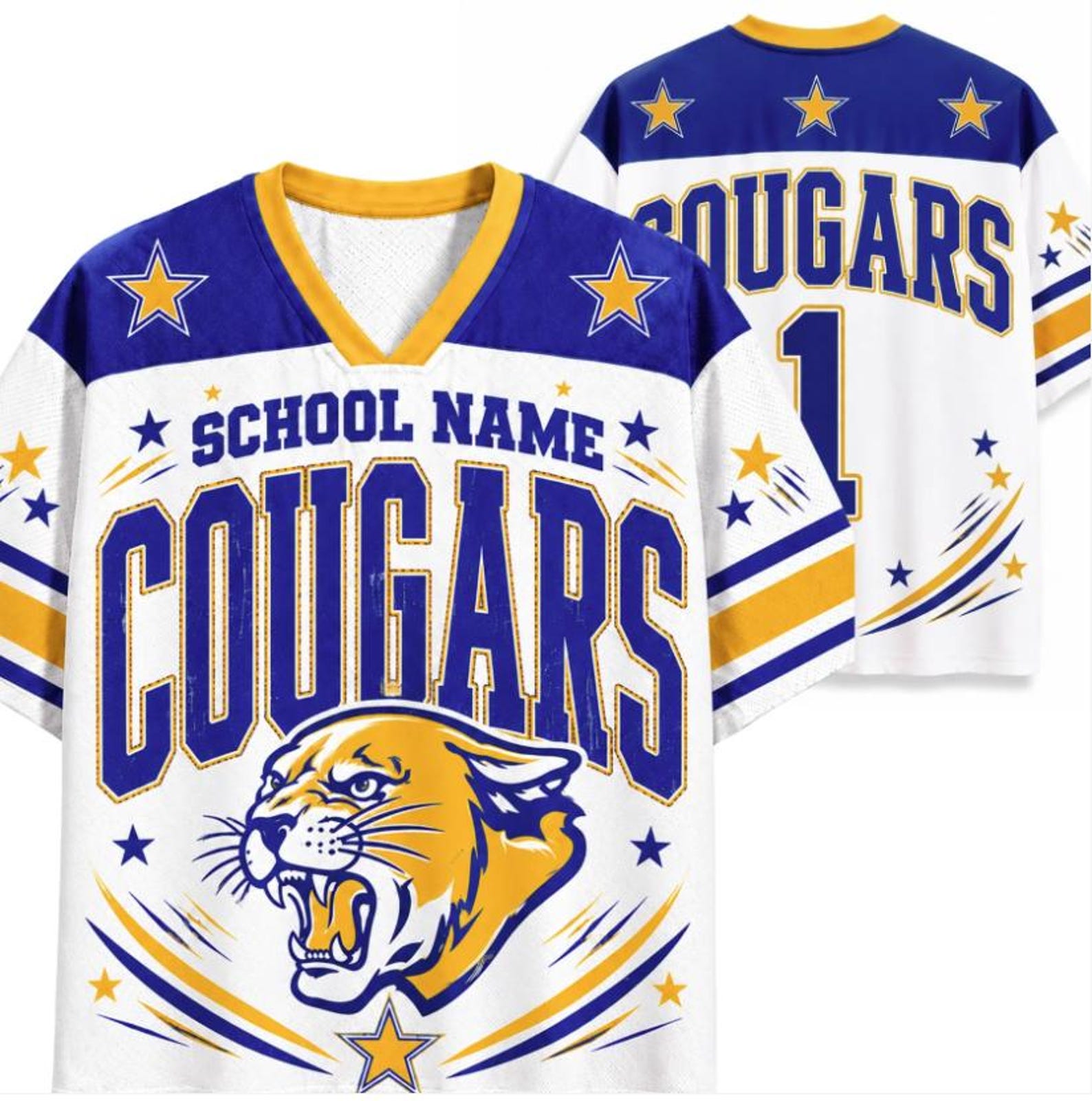 Personalized School Mascot Vintage Star Teacher Mesh Jersey
