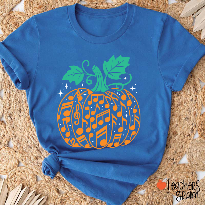 Music Note Pumpkin Teacher T-Shirt