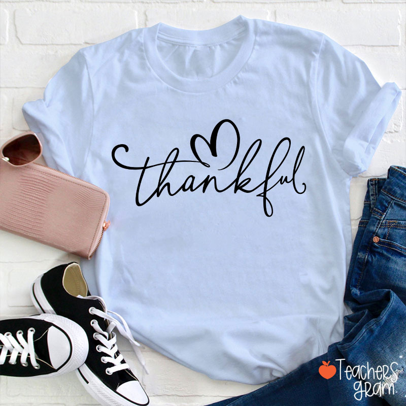 Thanksgiving Fall Thankful Teacher T-Shirt