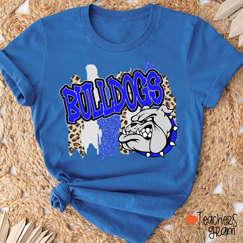 Personalized Mascot Leopard Stripes Teacher T-Shirt