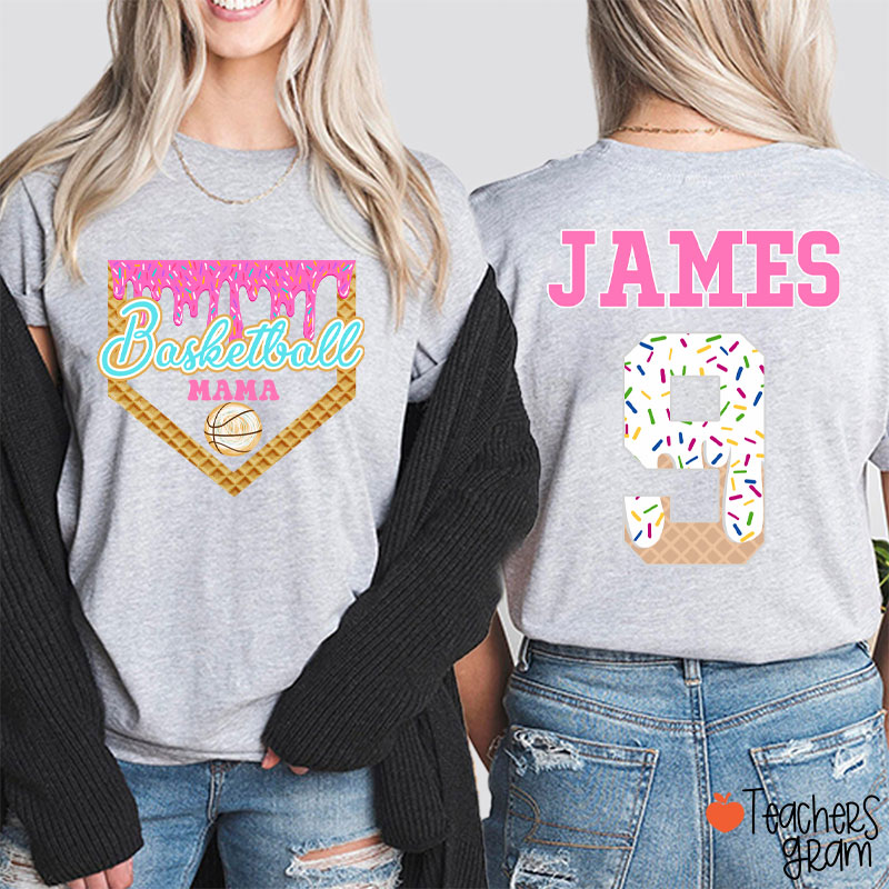 Personalized Sport Ice Cream Drip Teacher Two Sided T-Shirt