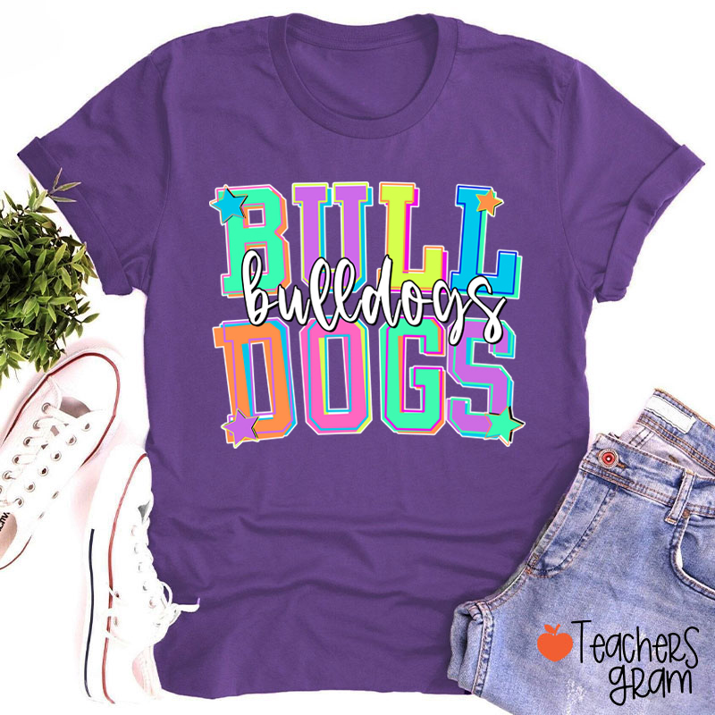 Personalized Mascot School Spirit Star Candy Color Teacher T-Shirt