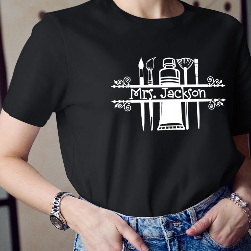 Personalized Art Tools Teacher T-Shirt