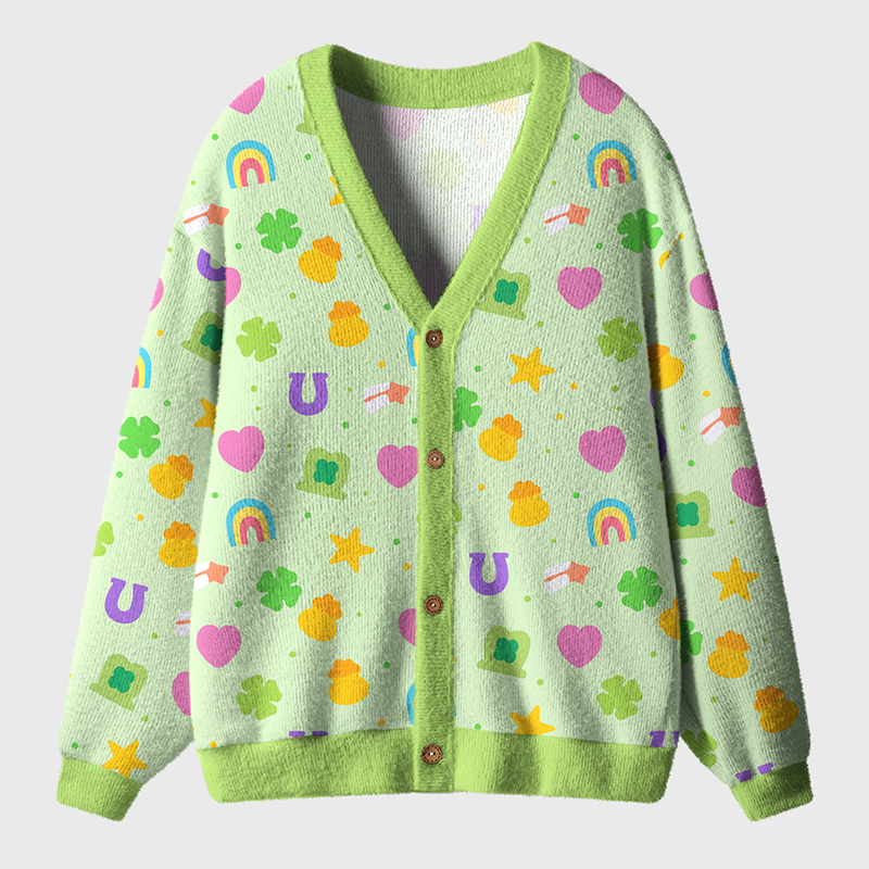Lucky St Patricks Day Teacher Ugly Cardigan Sweaters