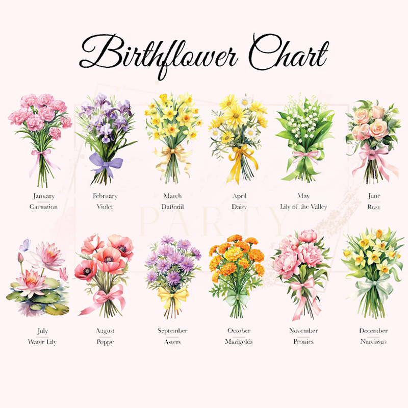 Personalized Birth Flower Bouquet Printed Teacher Bookmark