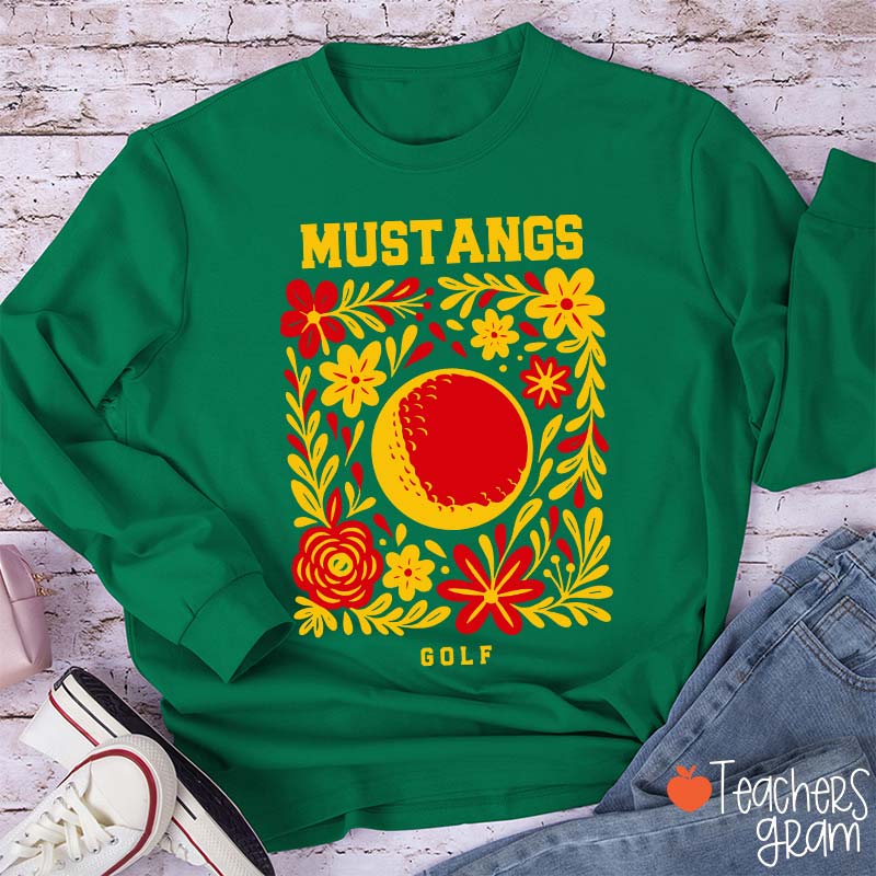 Personalized Mascot And Sport Flowers Teacher Long Sleeve T-Shirt