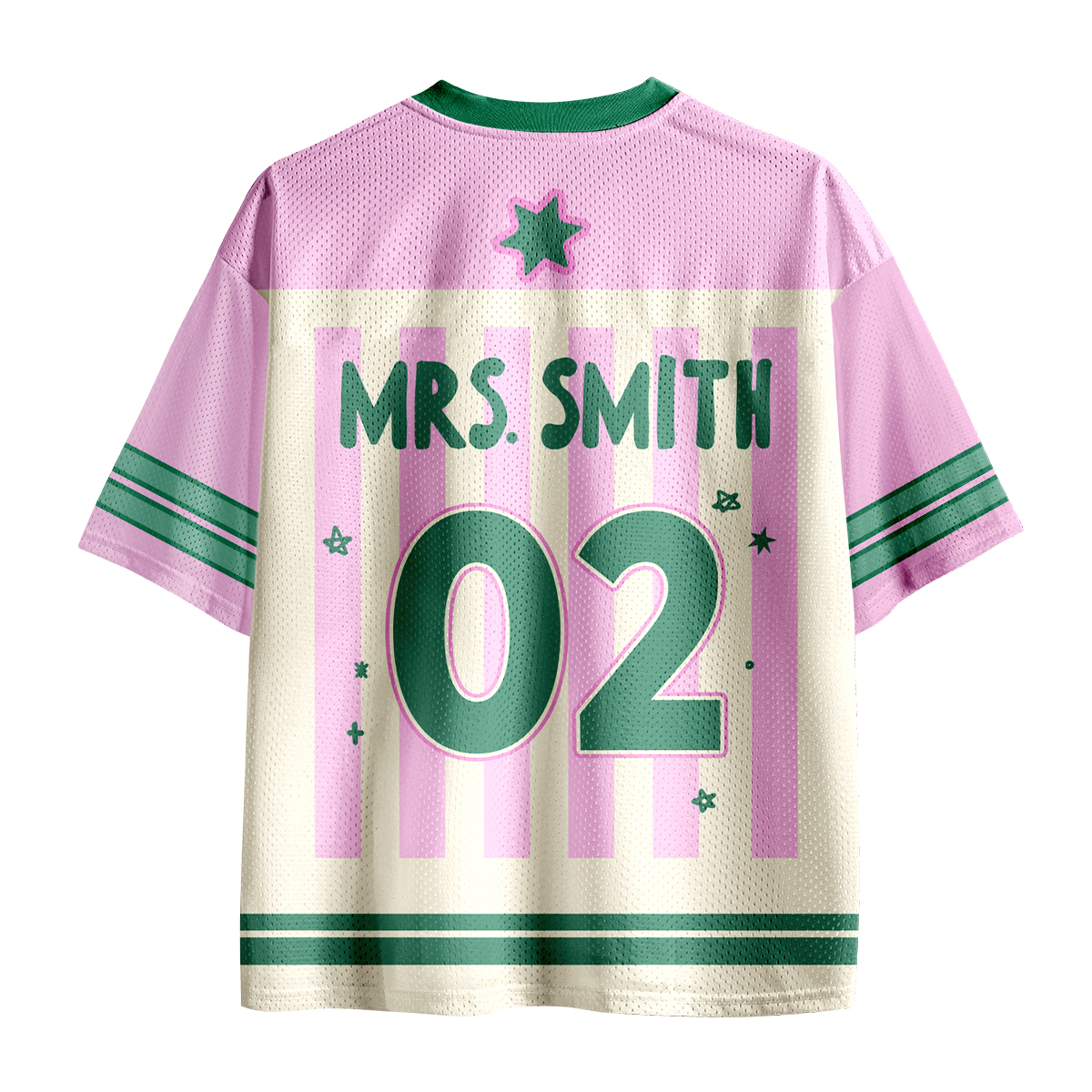Personalized Grade And Name Preppy Stripes Teacher Mesh Jersey