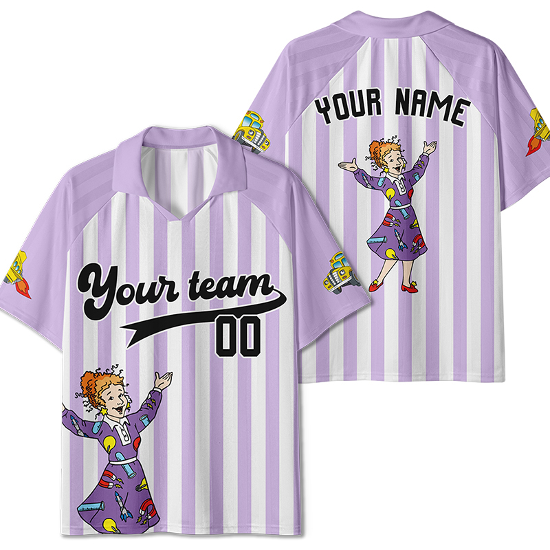 Personalized Team Name And Number Cartoon Character Teacher Collar Jersey